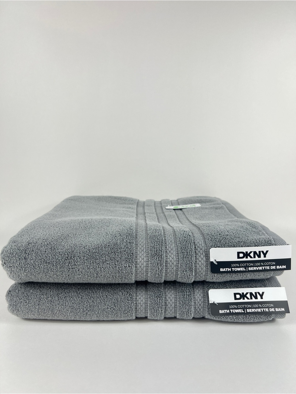 DKNY Bath Towels Gray Plush Soft Absorbent 100% Cotton Solucell 2 Pc NEW